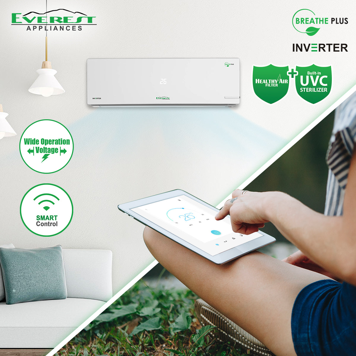 1.0 HP Split Type Wall Mounted Inverter Aircon with UV and Wifi