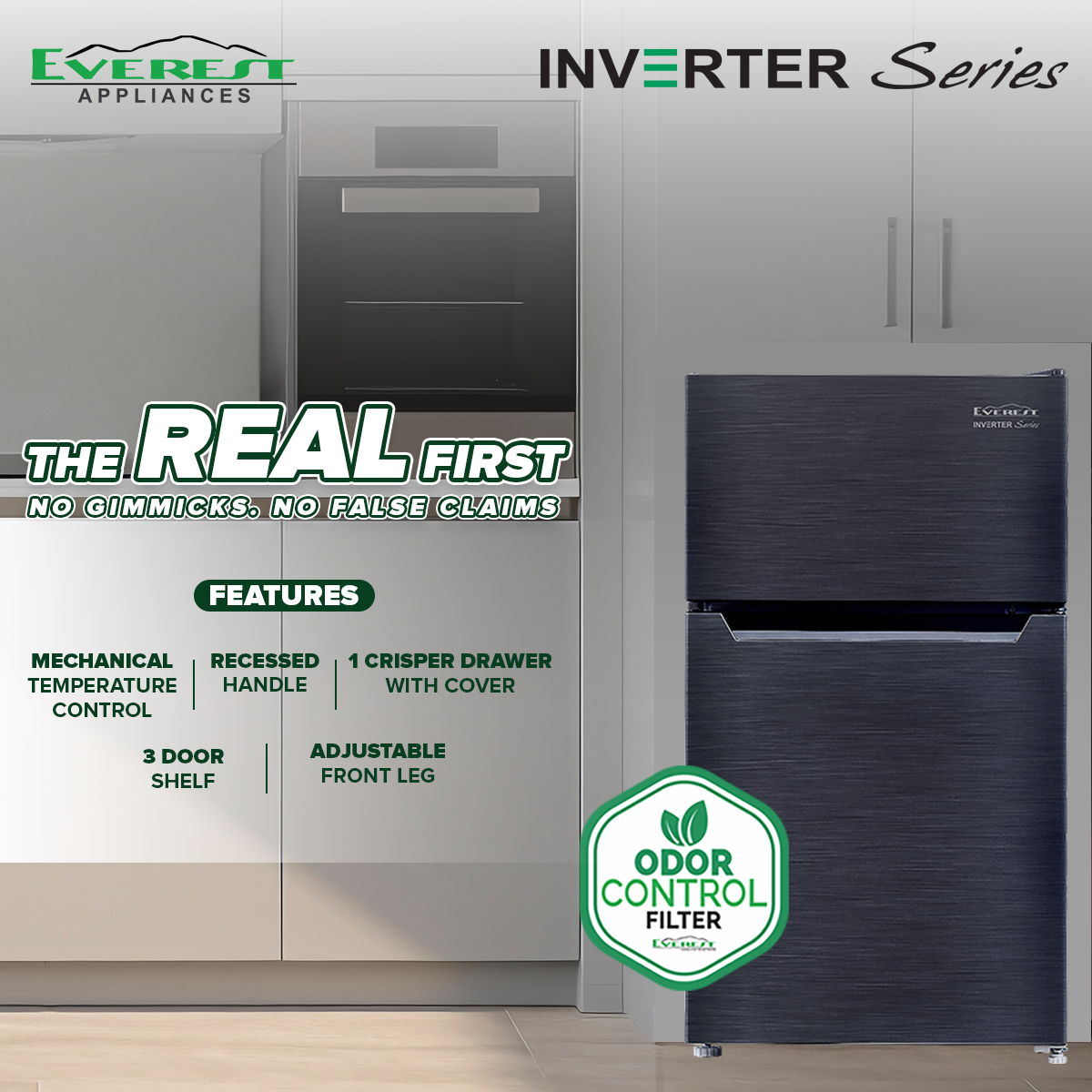 Everest INVERTER 3.1 cu.ft. Two-Door Direct Cool Refrigerator, 89L/ ET2R89IV