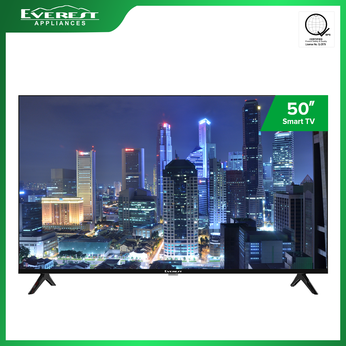 Everest 50" Ultra High Definition | Smart Digital TV | Android 13 os | Quad Core Processor | Build in WIFI | Bluetooth | Multi-Screen | Bluetooth Voice | 2x USB Input | 3x HDMI Input | AV In | Earphone Out | Frameless Design | ET50UH21S
