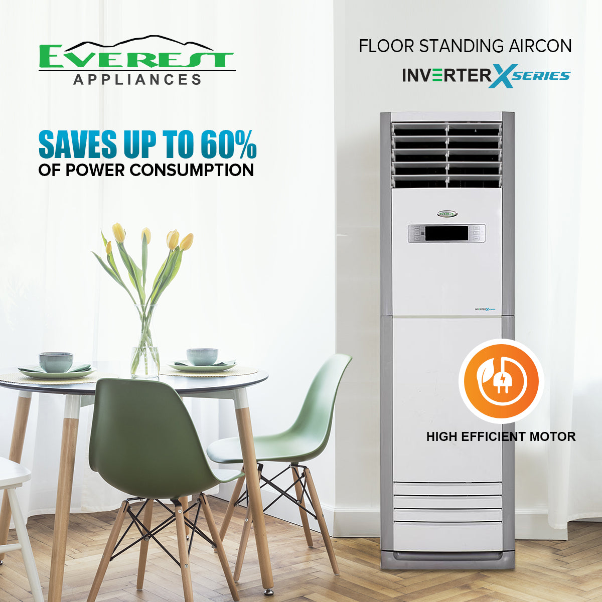 Everest Split Type Floor Standing Inverter Aircon 3.0 TR - ETIV36XFS/M