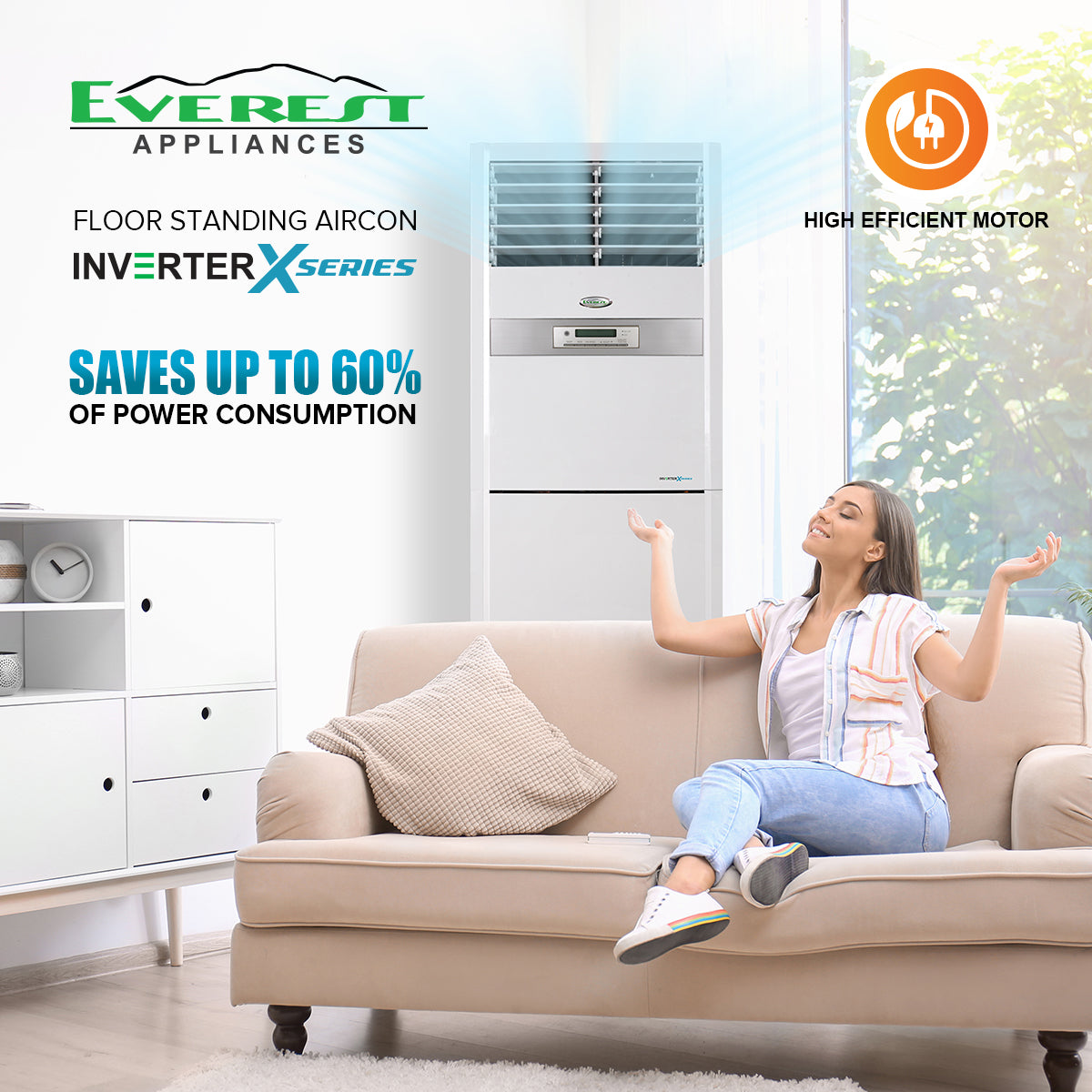 Everest Split Type Floor Standing Inverter Aircon 5.0 TR - ETIV601XFS/M
