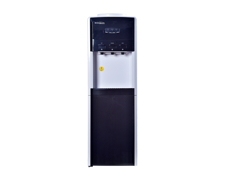 EVEREST Top Load Water Dispenser|hot, cold and normal water|stainless steel water tank | with spacious cabinet|color:white/black| Dimension(WxDxH):31cmx31cmx97cm| 17kg|ETWD1170