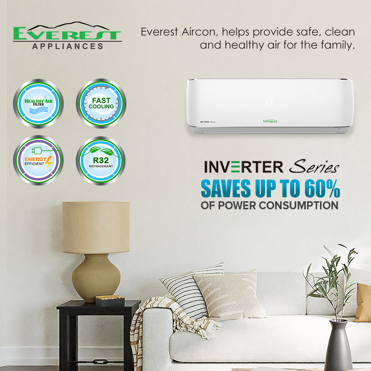 3.0 HP Split Type Wall Mounted Inverter Aircon