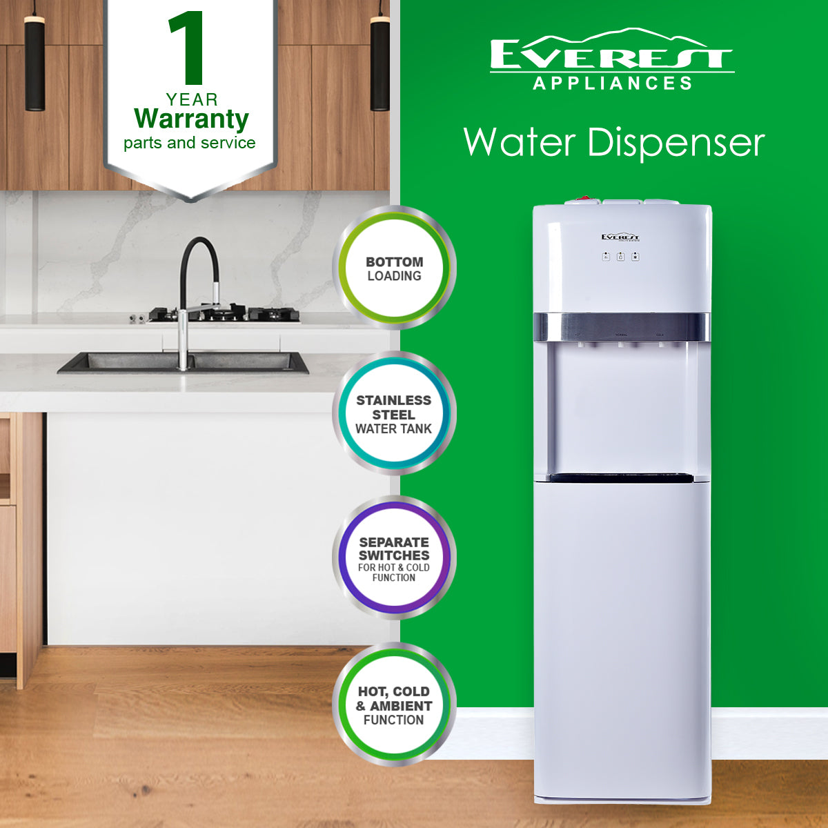 Everest Water Dispenser Bottom Load - ETWD601BL