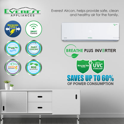 1.5 HP Split Type Wall Mounted Inverter Aircon with UV and Wifi_ETIV15UVSTR3-HF