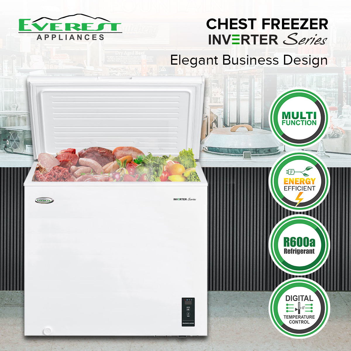 Everest Chest Freezer Inverter 7.6 cu.ft. - ETCF076IV/M