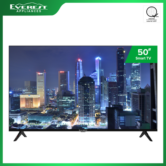 Everest 50" Ultra High Definition | Smart Digital TV | Android 13 os | Quad Core Processor | Build in WIFI | Bluetooth | Multi-Screen | Bluetooth Voice | 2x USB Input | 3x HDMI Input | AV In | Earphone Out | Frameless Design | ET50UH21S