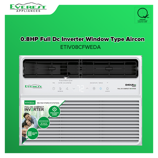 Everest Endura 0.8HP Inverter Window Type Aircon/Full Dc/ Top Discharge/ Wide Airflow/Remote Control