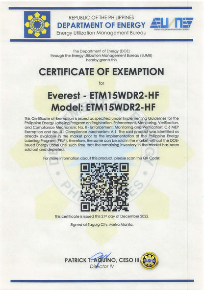 1.5 HP Window Type Aircon|non-inverter|manual control|r410a refrigerant|healthy air filter| horizontal air swing|soft touch control panel|application area: 18-24 sqm.|Dimension (WxDxH)60x56x38cm| 36.8kg| ETM15WDR2-HF