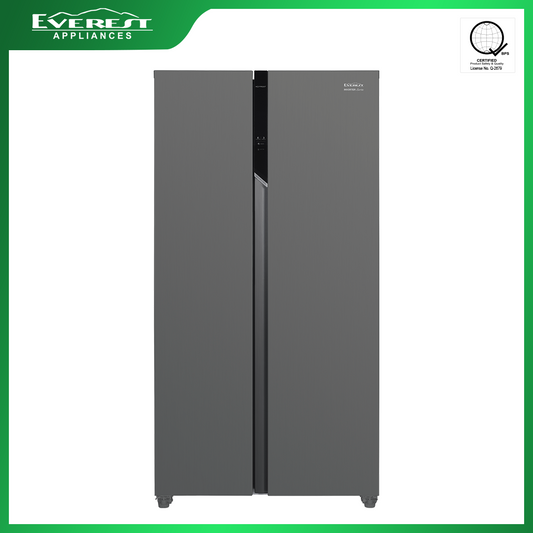 Everest Side by Side Dual Inverter 16 cu.ft. | No Frost | Temperature Sense Alarm | Adaptive Sense | Sky Power LED Lights | Child Lock & Holiday Function | Energy Saving | Super Freeze | 2 Crystal Freezer Drawer/ Crisper Drawer | ETRSNA472DIV