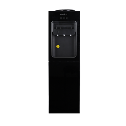 Everest Top Load Water Dispenser, Hot, Cold and Normal Water, Stainless Steel and Weld with Bottom Cabinet and Front Dispenser Cover, Black