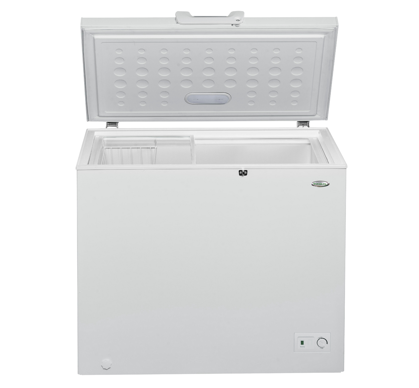EVEREST 7.5 cu.ft. Chest Freezer|front temperature control|solid top door |clean inner cabinet|clean back design|LED light|handle with key lock| ETCF075L/H